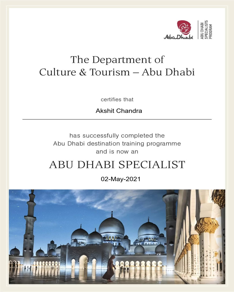 Abu Dhabi Specialists Certificate to SEGV State Express Global Voyages Best tour operator1