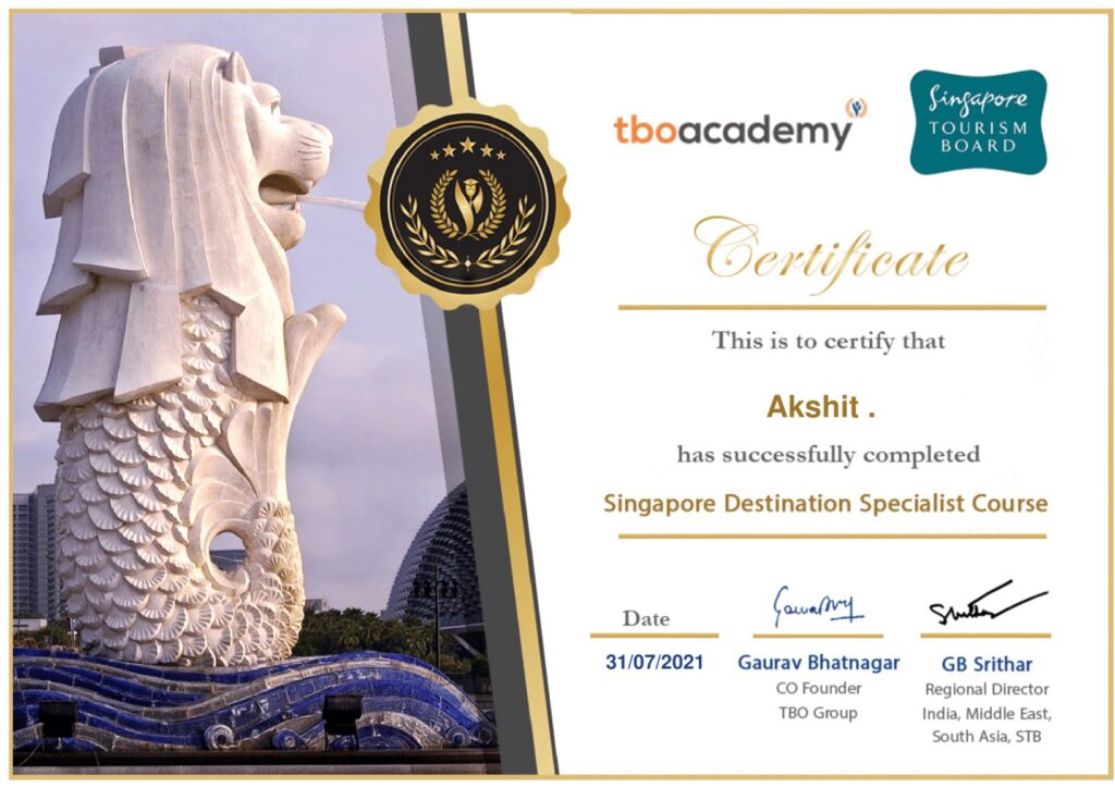 TBOAcademy Singapore Destination Specialist 1